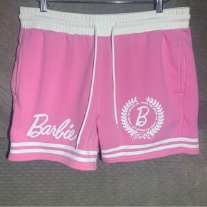 Barbie Shorts Women’s XL Pink White Chino Drawstring ActiveWear Striped Elastic